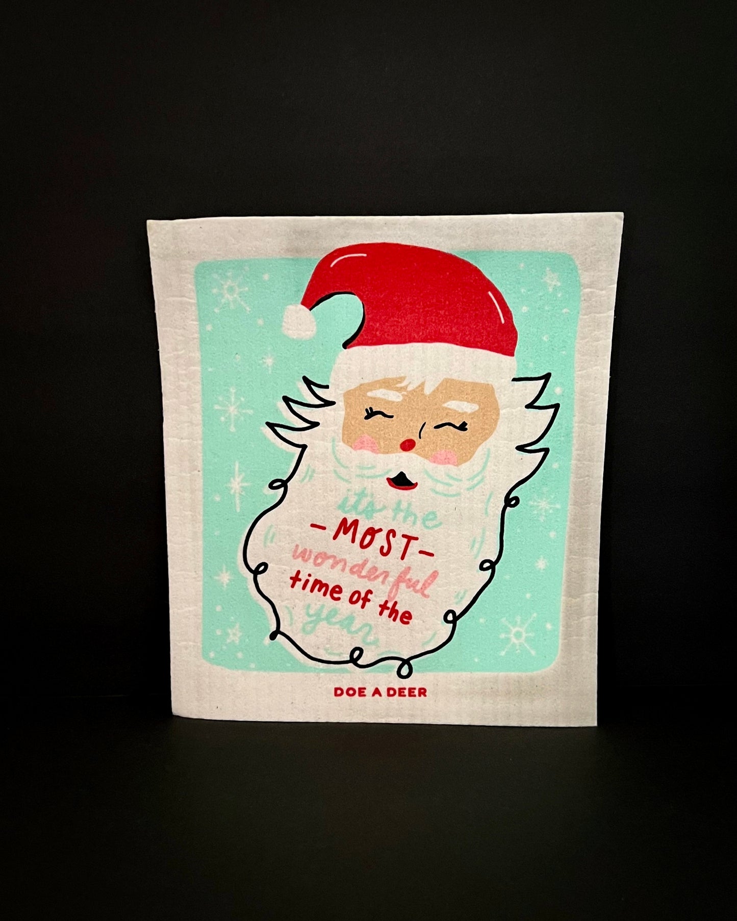 It's The Most Wonderful Time Holiday Santa Swedish Dishcloth