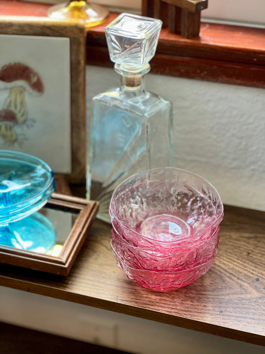 Pink Crinkle Glass Bowls