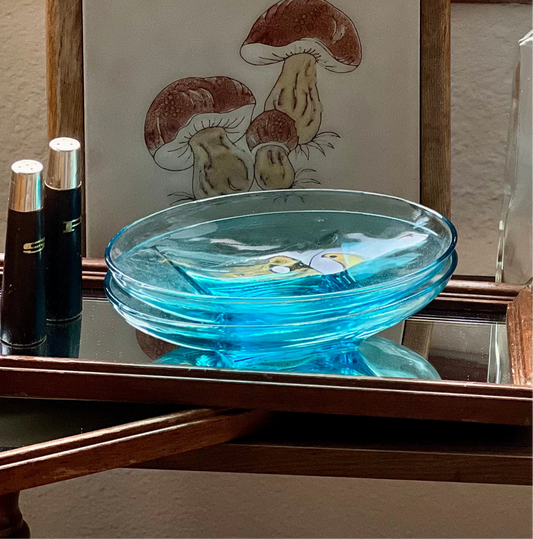 Blue MCM Glass Dish