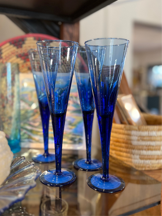 Cobalt Blue Champagne Flutes