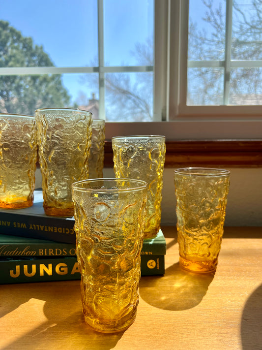 Amber Crinkle Glasses