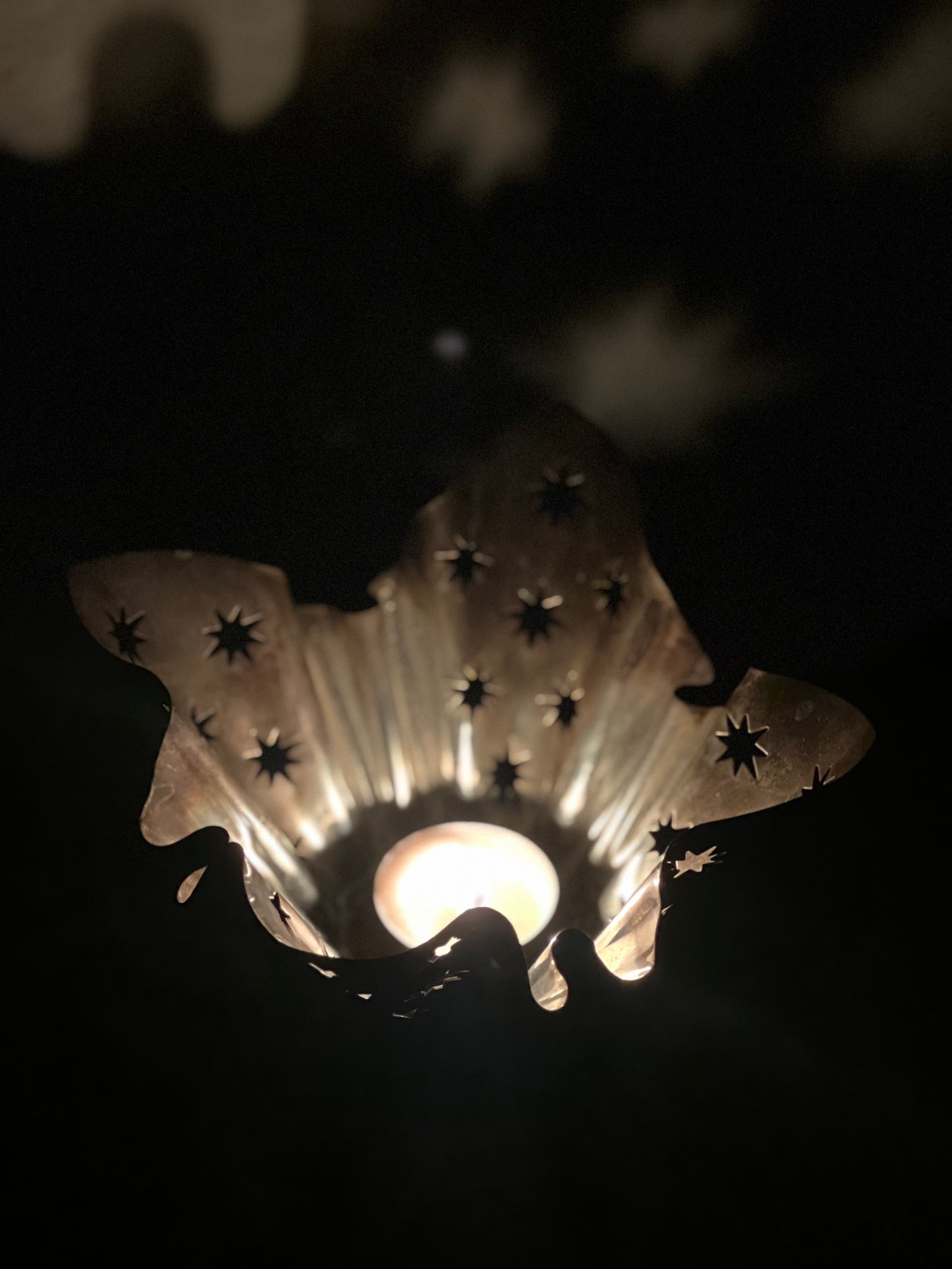 Silver-plated Folded Star Cutout Votive Holder