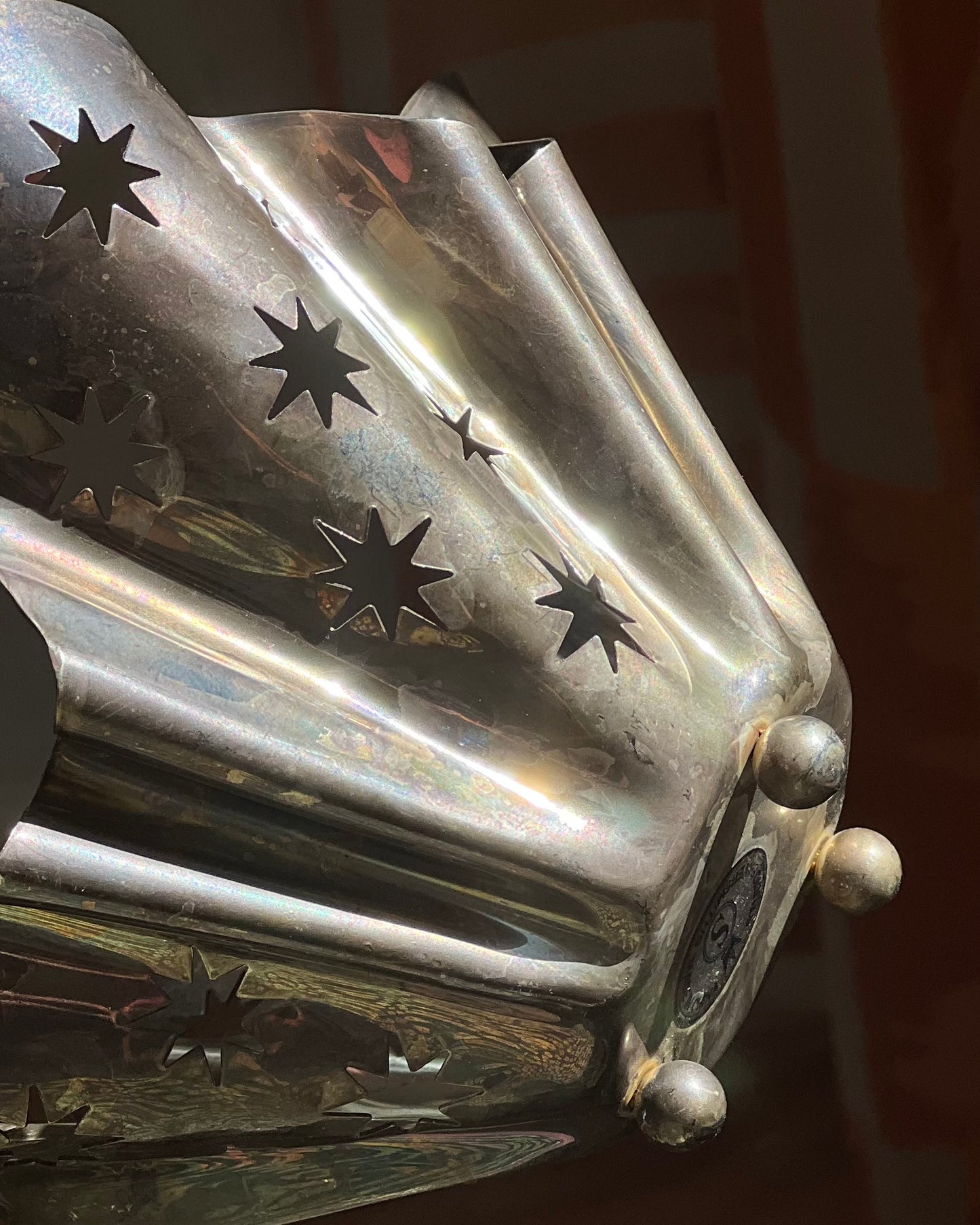 Silver-plated Folded Star Cutout Votive Holder