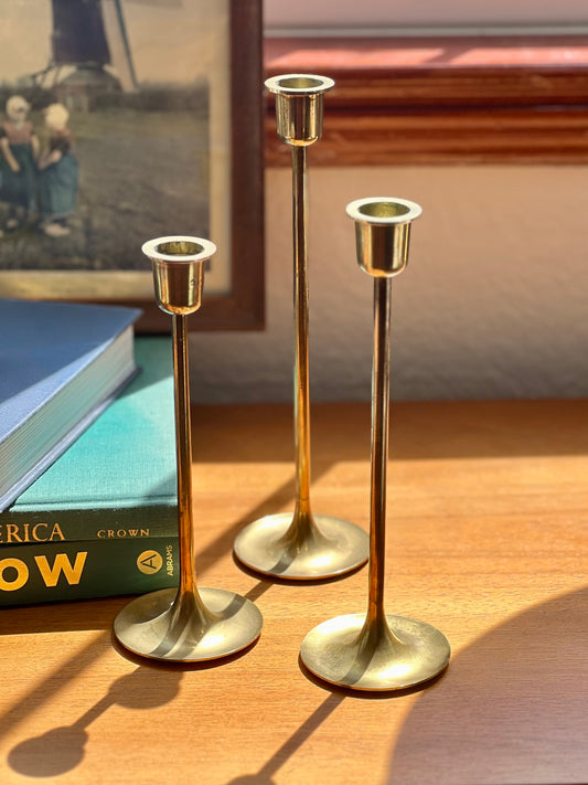 Set of 3 - Brass Candelsticks