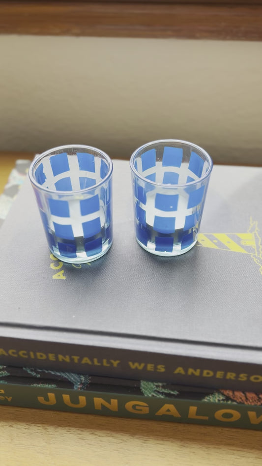 Blue Squares Votive Candle Holders