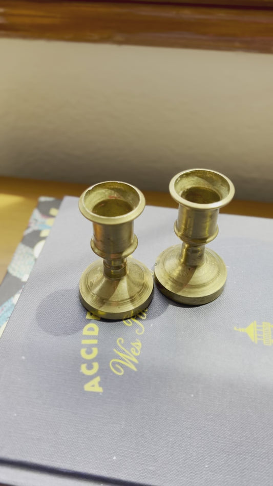 Mini brass candlestick holders