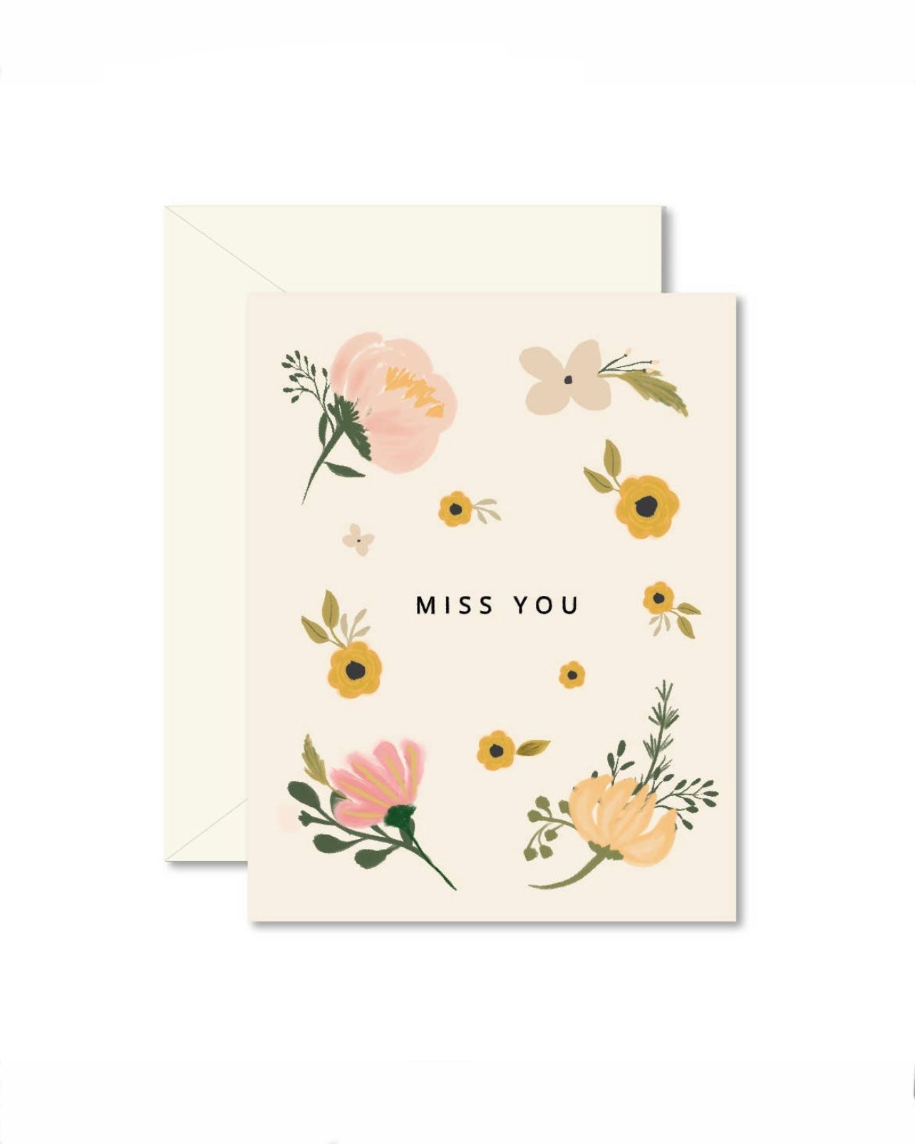 Miss You - Greeting Card + Return Tear-Off Postcard