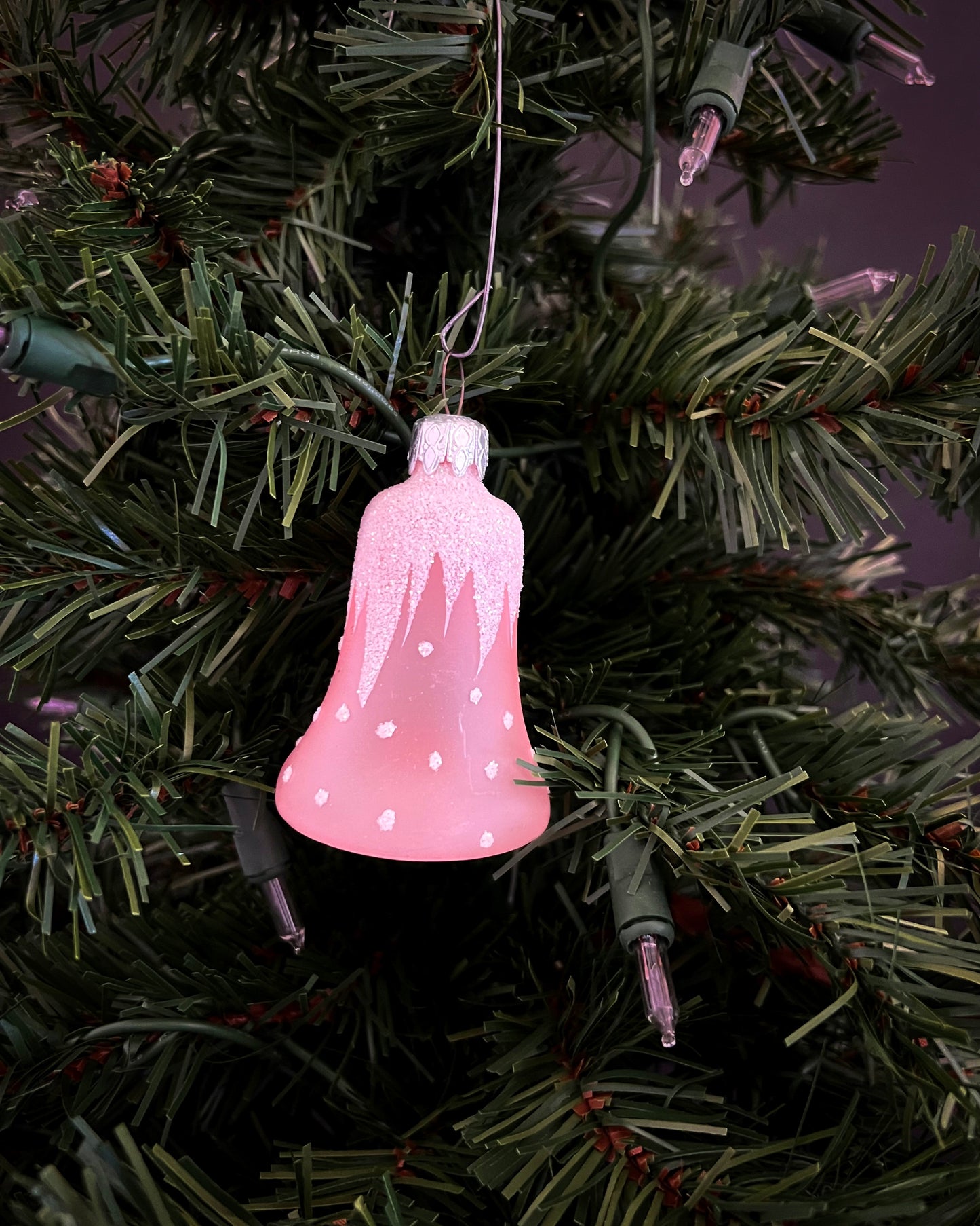 Pink Glass Bell Ornament
